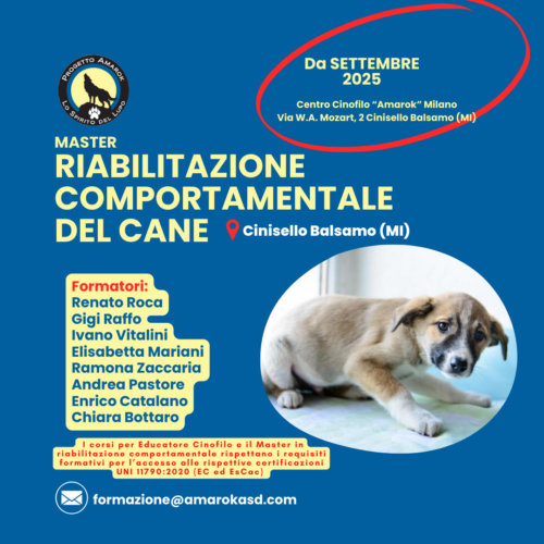 Master riabilitazione comportamentale del cane 2025 – Cinisello B.mo (MI)